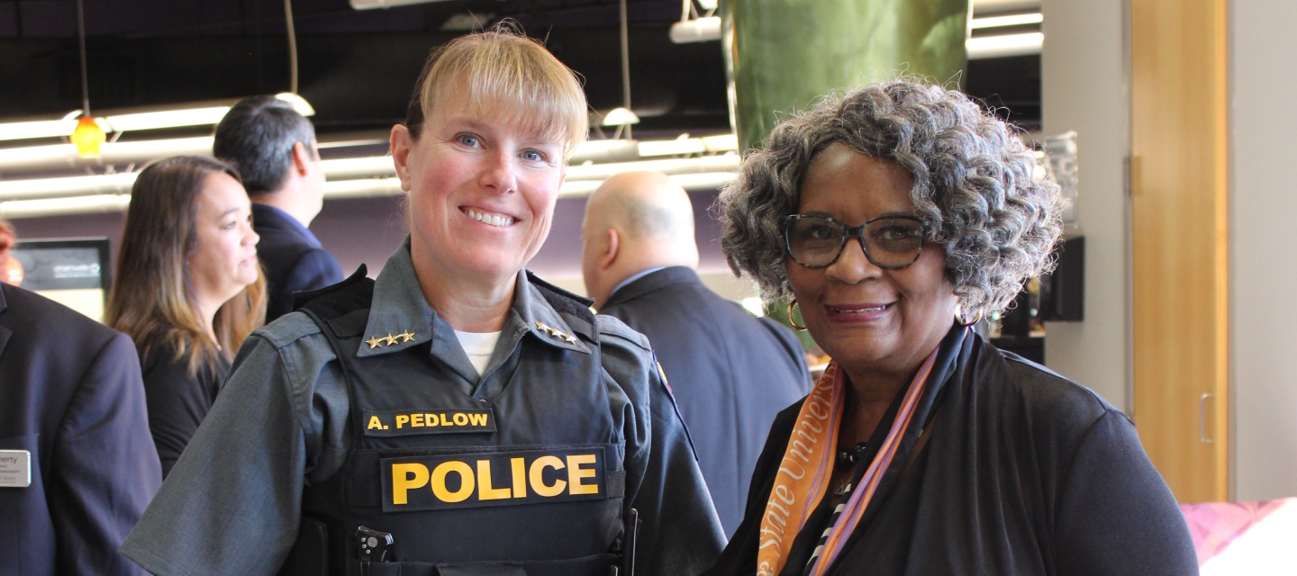Image of chief of police with interim university president
